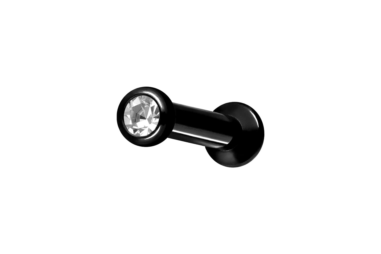 Chirurgenstahl Triple Piercing Mini Labret mit Innengewinde FLAT-DISC + KRISTALL